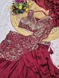 Premium Rangoli Silk stylish elegant & effortlessly gorgeous Drape Lehenga Saree
