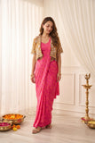 Heavy Chinon Silk with Dugital Print Ready to wear Beautiful Saree