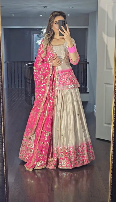 Heavy pure Chinon and Digital Print Beautiful Top Lehenga Dupatta Set