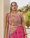Vichitra silk Lehenga with Embroidery Multi Thread Sequins Work With Siroski Diamond