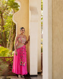 Vichitra silk Lehenga with Embroidery Multi Thread Sequins Work With Siroski Diamond