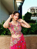 Vichitra silk Lehenga with Embroidery Multi Thread Sequins Work With Siroski Diamond
