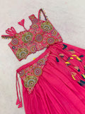 Vichitra silk Lehenga with Embroidery Multi Thread Sequins Work With Siroski Diamond