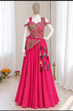 Vichitra silk Lehenga with Embroidery Multi Thread Sequins Work With Siroski Diamond
