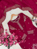 Beautiful Vichitra Silk with 5mm Siquence and Zari Embroidery Work Salwar Kameez