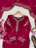 Beautiful Vichitra Silk with 5mm Siquence and Zari Embroidery Work Salwar Kameez