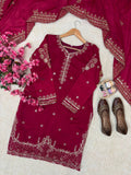 Beautiful Vichitra Silk with 5mm Siquence and Zari Embroidery Work Salwar Kameez