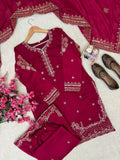 Beautiful Vichitra Silk with 5mm Siquence and Zari Embroidery Work Salwar Kameez