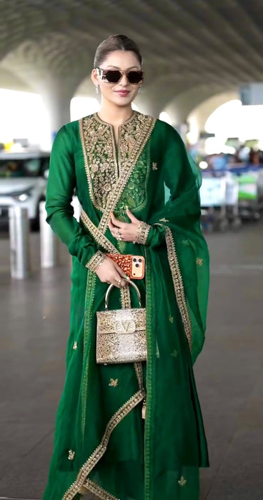New Party Wear & Festival Look Pure Fandy Sillk Gown Dupatta & Bottom Set