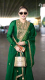 New Party Wear & Festival Look Pure Fandy Sillk Gown Dupatta & Bottom Set