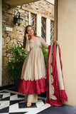 New Party Wear Look Pure Roman Silk Anarkali Gown Dupatta & Plazzo Set