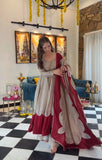 New Party Wear Look Pure Roman Silk Anarkali Gown Dupatta & Plazzo Set