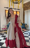 New Party Wear Look Pure Roman Silk Anarkali Gown Dupatta & Plazzo Set