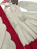 New Party Wear Look Pure Roman Silk Anarkali Gown Dupatta & Plazzo Set