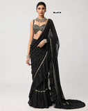 FAUX GEORGETTE WITH HEAVY 5MM SEQUINS EMBROIDERY WORK SAREE