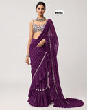 FAUX GEORGETTE WITH HEAVY 5MM SEQUINS EMBROIDERY WORK SAREE