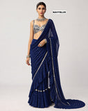 FAUX GEORGETTE WITH HEAVY 5MM SEQUINS EMBROIDERY WORK SAREE