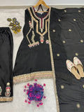FESTVIAL ETHNIC OUTFIT SEQUENCE EMBROIDERY ON SILK FABRIC TOP AND PLAZZO WITH DUPATTA SET