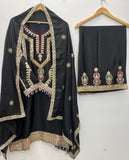 FESTVIAL ETHNIC OUTFIT SEQUENCE EMBROIDERY ON SILK FABRIC TOP AND PLAZZO WITH DUPATTA SET