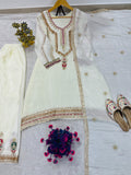 FESTVIAL ETHNIC OUTFIT SEQUENCE EMBROIDERY ON SILK FABRIC TOP AND PLAZZO WITH DUPATTA SET