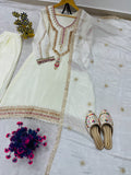 FESTVIAL ETHNIC OUTFIT SEQUENCE EMBROIDERY ON SILK FABRIC TOP AND PLAZZO WITH DUPATTA SET