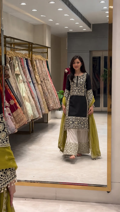 New Trending Viral Pakistani Collection Top - Plazzo And Dupatta Set