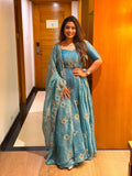 Designer Salsa Silk Gown with Dupatta Set