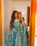 Designer Salsa Silk Gown with Dupatta Set