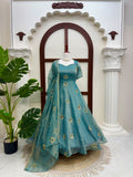 Designer Salsa Silk Gown with Dupatta Set