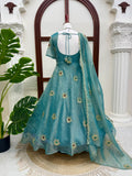 Designer Salsa Silk Gown with Dupatta Set