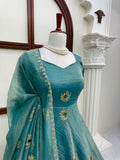 Designer Salsa Silk Gown with Dupatta Set