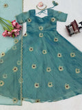 Designer Salsa Silk Gown with Dupatta Set