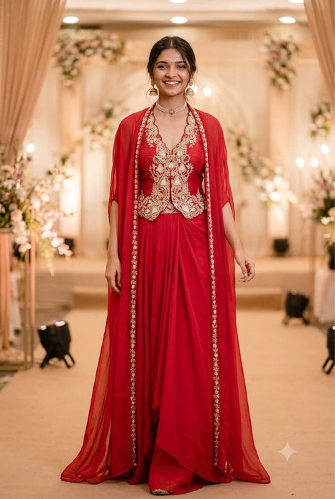 New Super Trending Party Wear Shrug with Sarara