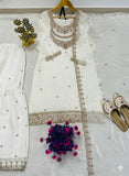 FESTIVE NEW DESIGNER HEAVY EMBROIDERY WORK ON FENDY FABRIC TOP SHARARA AND DUPATTA SET