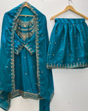 FESTIVE NEW DESIGNER HEAVY EMBROIDERY WORK ON FENDY FABRIC TOP SHARARA AND DUPATTA SET