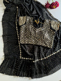 FAUX GEORGETTE WITH HEAVY 5MM SEQUINS EMBROIDERY WORK SAREE