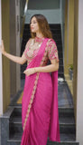 New Super Trending Embroidery Sequence work ready to wear saree with Embroidery Blouse