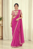 New Super Trending Embroidery Sequence work ready to wear saree with Embroidery Blouse