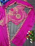 New Super Trending Embroidery Sequence work ready to wear saree with Embroidery Blouse