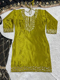 Pure Heavy Chinnon Silk With Heavy Embroidery Work With Fancy Borders Lace Work Salwar Kameez