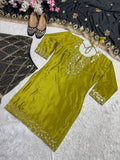 Pure Heavy Chinnon Silk With Heavy Embroidery Work With Fancy Borders Lace Work Salwar Kameez