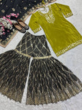 Pure Heavy Chinnon Silk With Heavy Embroidery Work With Fancy Borders Lace Work Salwar Kameez