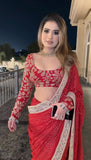 Faux Blooming Georgette with Intricate Coding With Thread & Sequence Work Beautiful Saree