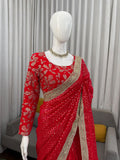 Faux Blooming Georgette with Intricate Coding With Thread & Sequence Work Beautiful Saree