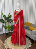 Faux Blooming Georgette with Intricate Coding With Thread & Sequence Work Beautiful Saree