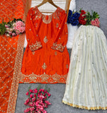 NEW DESIGNER PARTY WEAR TOP AND PLAZZO WITH FANCY DUPPATA WITH EMBROIDERY WORK