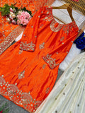 NEW DESIGNER PARTY WEAR TOP AND PLAZZO WITH FANCY DUPPATA WITH EMBROIDERY WORK