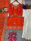 NEW DESIGNER PARTY WEAR TOP AND PLAZZO WITH FANCY DUPPATA WITH EMBROIDERY WORK