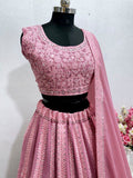 BRIDAL WEAR HEAVY FUAX GEORGETTE REAL MIRROR WORK LEHENGA CHOLI WITH DUPATTA