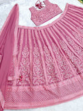 BRIDAL WEAR HEAVY FUAX GEORGETTE REAL MIRROR WORK LEHENGA CHOLI WITH DUPATTA